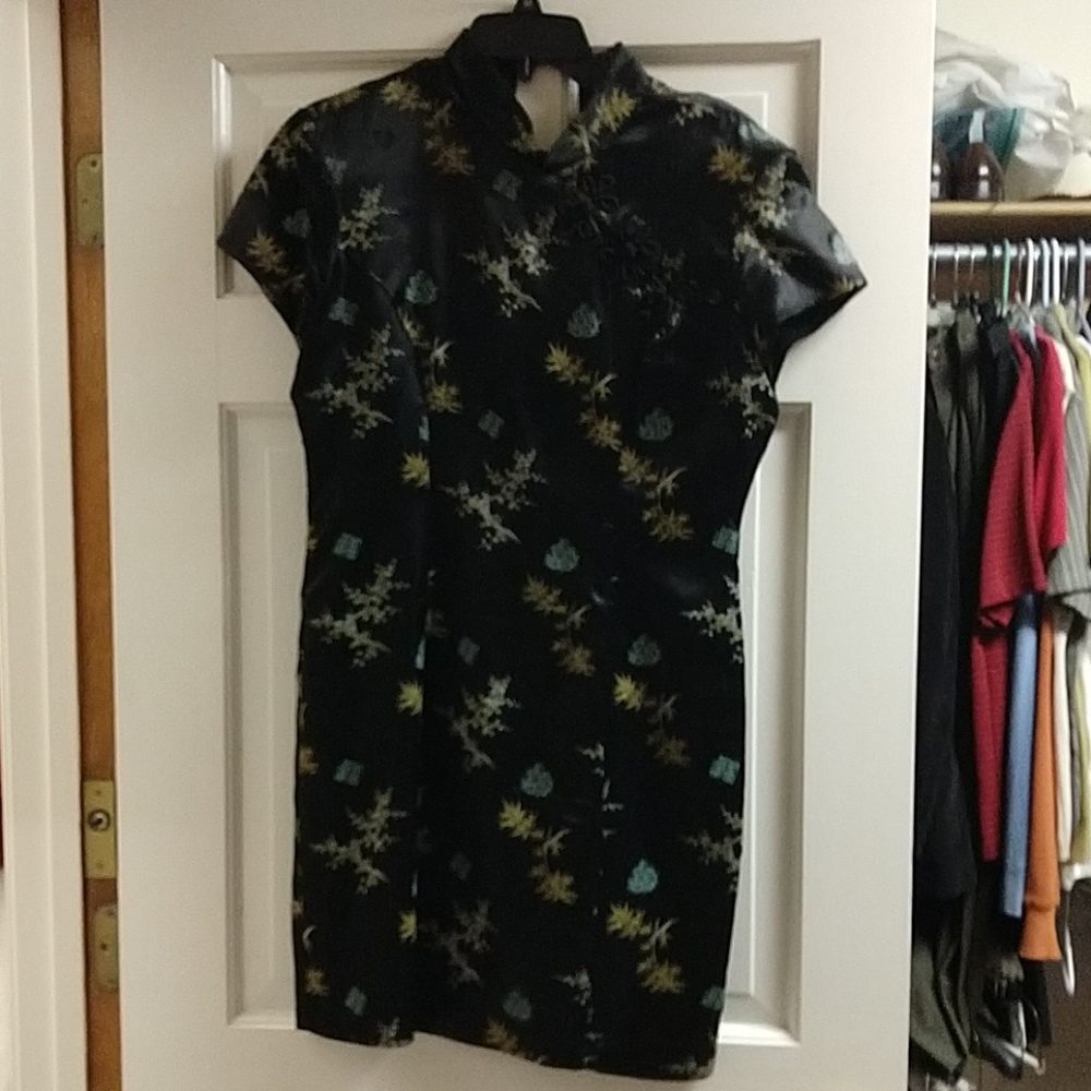 Black silk Asian dress